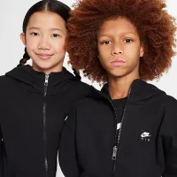 Nike Air Big детские Fleece Full-Zip Толстовка с капюшоном цвет черный