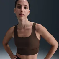 Nike Zenvy жіноча Medium-Support Padded Longline Sports Bra колір коричневий
