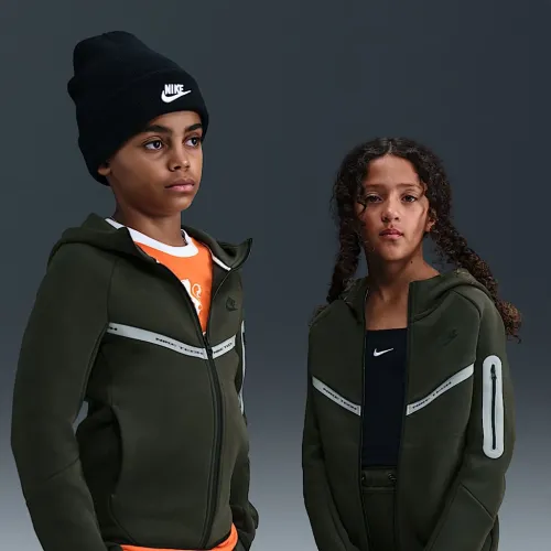 Nike Sportswear Tech Fleece Big детские (для мальчиков) Full-Zip Толстовка с капюшоном with Reflective Accents цвет зеленый
