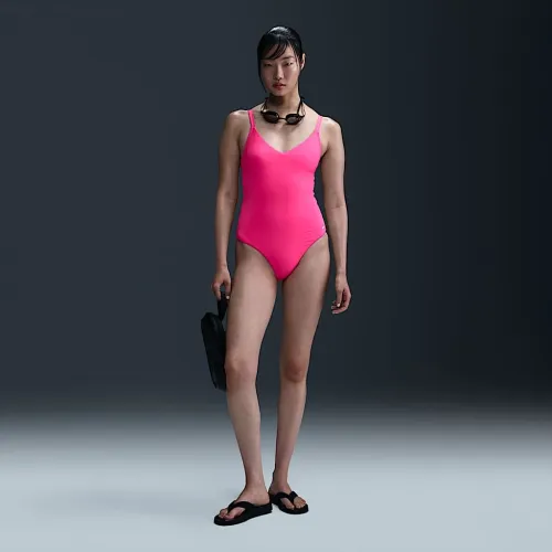 Nike Swim Essential жіноча V-Neck One-Piece Pink