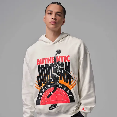 Nike Jordan Brooklyn Fleece мужские Pullover Толстовка с капюшоном цвет белый