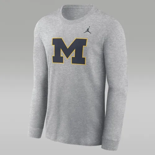 Michigan Wolverines Primary Logo чоловічі Nike College Long-Sleeve футболка колір сірий