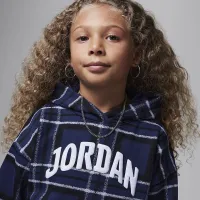 Nike Jordan Brooklyn Essentials Little детские Plaid Print Pullover Толстовка с капюшоном синий