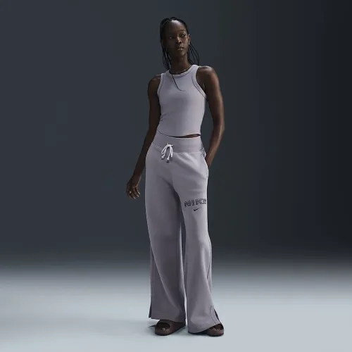 Nike Sportswear Phoenix Fleece женская С высокой Талией Wide-Leg Logo Pants цвет серый