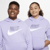 Nike Sportswear Club Fleece Big детские Толстовка с капюшоном (Extended Size) цвет фиолетовый