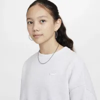 Nike Sportswear Club Fleece Girls' Boxy Crew-Neck свитшот цвет коричневый