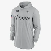 Minnesota Vikings Salute to Service Edge Mascot Lockup Men’s Nike Dri-FIT NFL Long-Sleeve Hooded Top колір сірий
