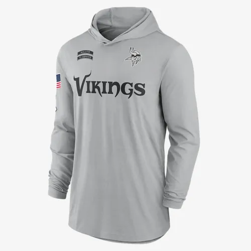 Minnesota Vikings Salute to Service Edge Mascot Lockup Men’s Nike Dri-FIT NFL Long-Sleeve Hooded Top колір сірий