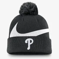 Philadelphia Phillies Peak мужские Nike MLB Cuffed Pom Beanie цвет черный