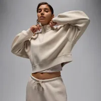 Nike Jordan Brooklyn Fleece женская 1/4-Zip Top цвет коричневый