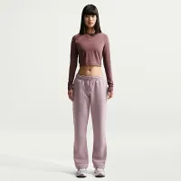 Nike Sportswear Chill Knit женская Slim Long-Sleeve Cropped Top цвет фиолетовый