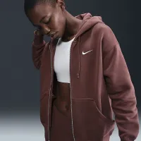 Nike Sportswear Phoenix Fleece жіноча оверсайз Full-Zip Толстовка з капюшоном колір коричневий