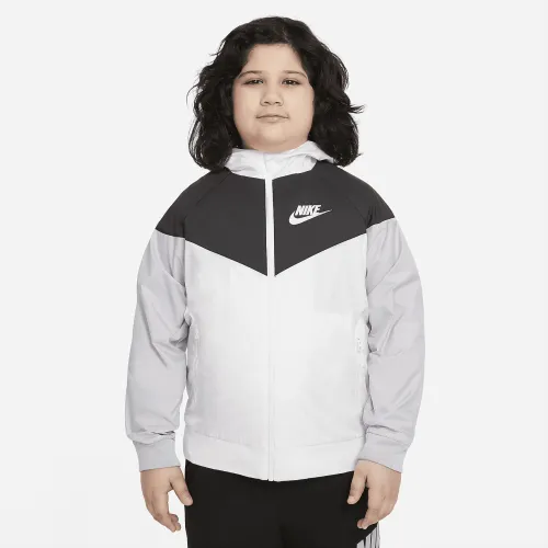 Nike Sportswear Windrunner Big детские (для мальчиков) Loose Hip-Length Hooded Куртка (Extended Size) цвет белый
