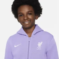 Liverpool FC Club Fleece Third Big дитячі (для хлопчиків) Nike Soccer Full-Zip Толстовка з капюшоном колір фіолетовий