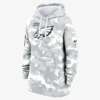 Philadelphia Eagles Salute to Service Primary Edge Club жіноча Nike NFL Pullover Толстовка з капюшоном колір білий
