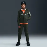 Nike Sportswear Tech Fleece Big детские (для мальчиков) Full-Zip Толстовка с капюшоном with Reflective Accents цвет зеленый