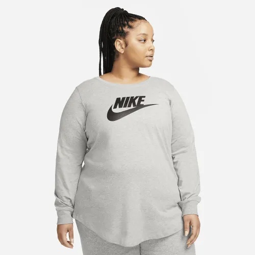 Nike Sportswear Club жіноча Long-Sleeve футболка (великі розміри) колір сірий