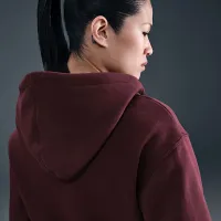 Nike Sportswear Phoenix Fleece женская Loose Full-Zip Cropped Толстовка с капюшоном цвет красный