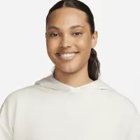 Nike Yoga Luxe женская Cropped Fleece Толстовка с капюшоном цвет коричневый