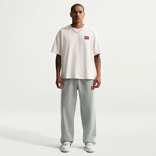 Nike Solo Swoosh мужские Fleece Open-Hem Pants цвет серый