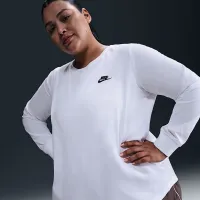 Nike Sportswear Club жіноча Long-Sleeve футболка (великі розміри) колір білий