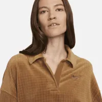 Nike Sportswear женская Velour Polo цвет коричневый
