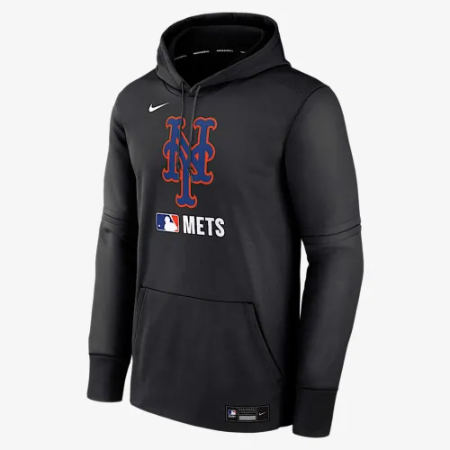 New York Mets Authentic Collection мужские Nike Therma MLB Pullover Толстовка с капюшоном цвет черный