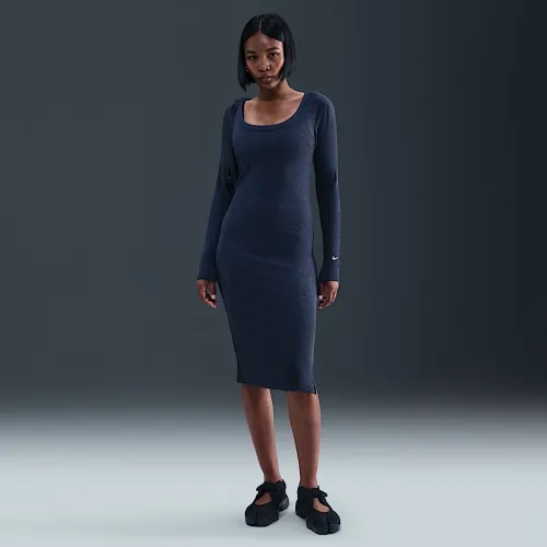 Nike Sportswear Chill Knit женская Tight Long-Sleeve Midi Mini-Rib Костюм синий