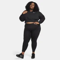 Nike Sportswear Phoenix Fleece женская оверсайз Cropped V-Neck Top (большие размеры) цвет черный