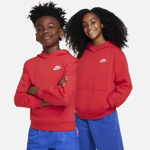 Nike Sportswear Club Fleece Big дитячі Pullover Толстовка з капюшоном колір червоний