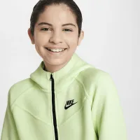 Nike Sportswear Tech Fleece Big детские (Girls') Full-Zip Толстовка с капюшоном цвет зеленый