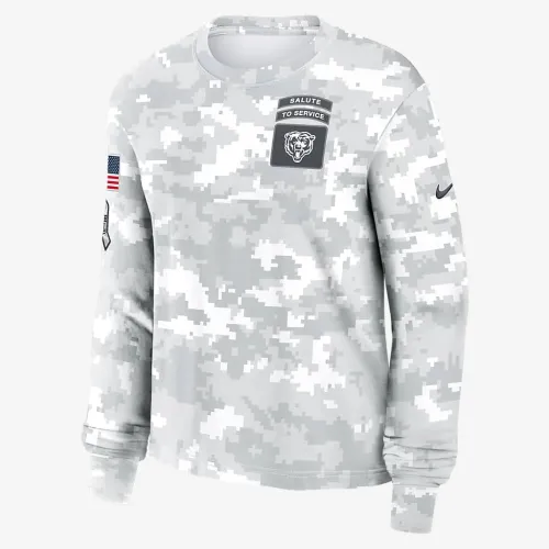 Chicago Bears Salute to Service Edge Lockup женская Nike Dri-FIT NFL Long-Sleeve футболка цвет белый
