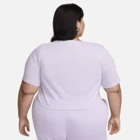 Nike Sportswear Essential женская Cropped Logo футболка (большие размеры) цвет фиолетовый