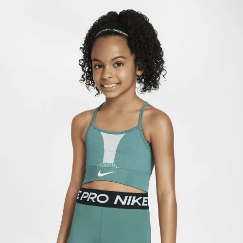 Nike Indy Big детские (Girls') Sports Bra цвет зеленый
