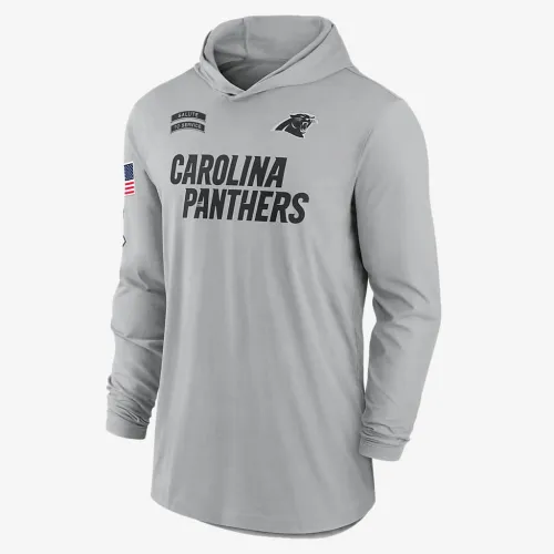 Carolina Panthers Salute to Service Edge Mascot Lockup Men’s Nike Dri-FIT NFL Long-Sleeve Hooded Top колір сірий