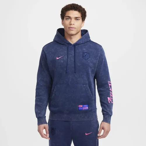 Atlético Madrid Club Third мужские Nike Soccer French Terry Pullover Толстовка с капюшоном синий