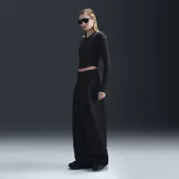 Nike Sportswear Chill Knit женская Slim Long-Sleeve Cropped Top цвет черный