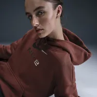 Nike Sportswear Phoenix Fleece женская оверсайз Pullover Graphic Толстовка с капюшоном цвет коричневый