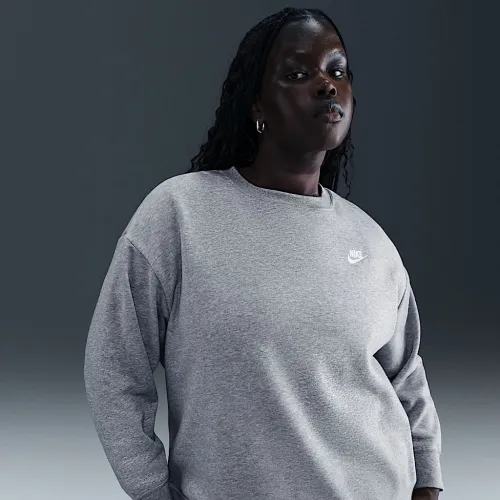 Nike Sportswear Club Fleece жіноча Loose Crew-Neck світшот (великі розміри) колір сірий