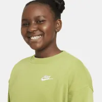 Nike Sportswear Club Fleece Big детские (Girls') оверсайз свитшот (Extended Size) цвет зеленый