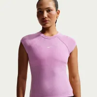 Nike Sportswear Chill Knit женская Tight Short-Sleeve Ribbed Top цвет фиолетовый