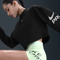 Nike Pro жіноча Dri-FIT Loose Crew-Neck French Terry світшот колір чорний