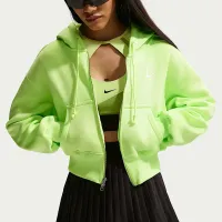 Nike Sportswear Phoenix Fleece жіноча Loose Full-Zip Cropped Толстовка з капюшоном Yellow