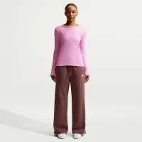 Nike Sportswear женская Tight Long-Sleeve Ribbed футболка цвет фиолетовый