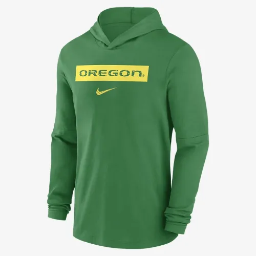 Oregon Ducks Sideline мужские Nike Dri-FIT College Long-Sleeve Hooded Top цвет зеленый