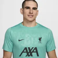 Liverpool FC Academy Pro мужские Nike Dri-FIT Soccer Pre-Match Short-Sleeve Top цвет зеленый