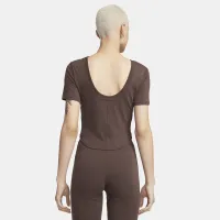 Nike Sportswear Chill Knit жіноча Tight Scoop-Back Short-Sleeve Mini-Rib Top колір коричневий