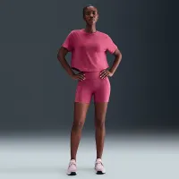 Nike One Relaxed жіноча Dri-FIT Cropped Short-Sleeve Top колір фіолетовий