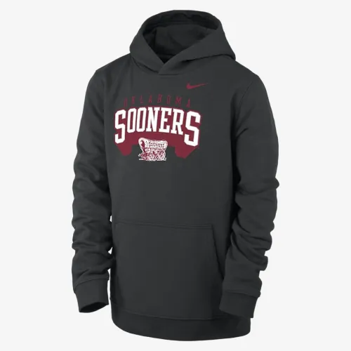 Oklahoma Club Fleece Big дитячі (для хлопчиків) Nike College Pullover Толстовка з капюшоном колір чорний