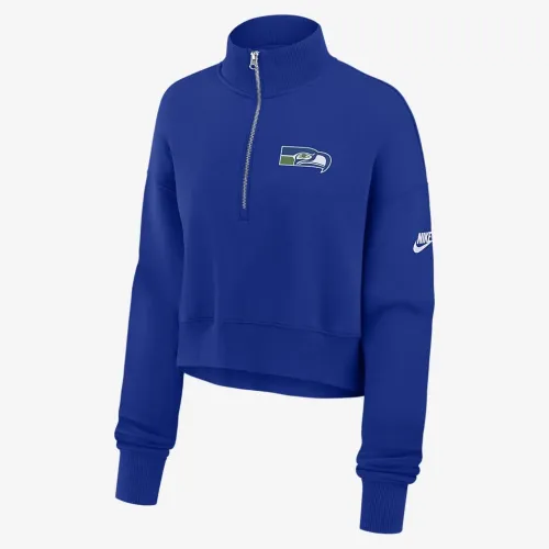 Seattle Seahawks Rewind Phoenix женская Nike NFL Cropped 1/4-Zip Crew синий